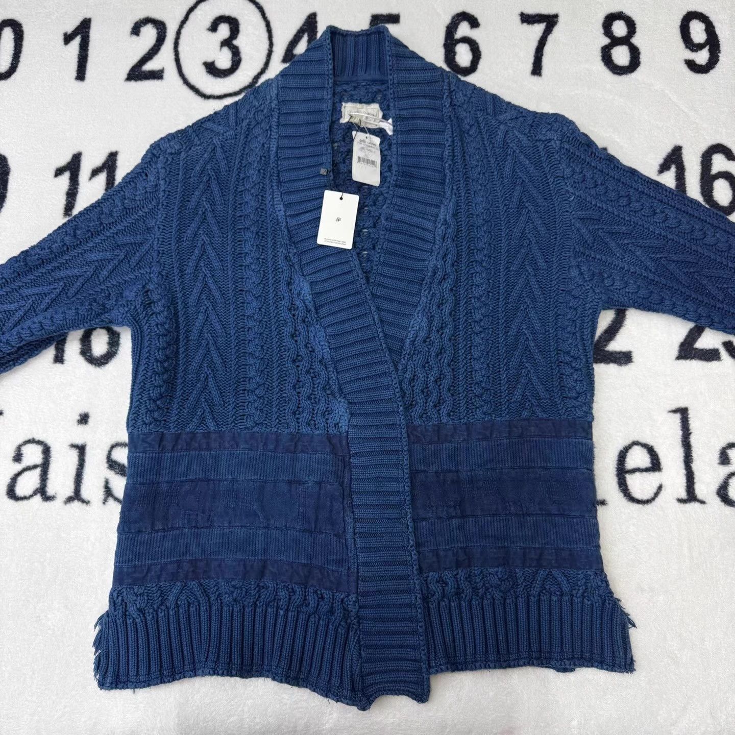 Greg Lauren Navy Blue Knitted Kimono Q10