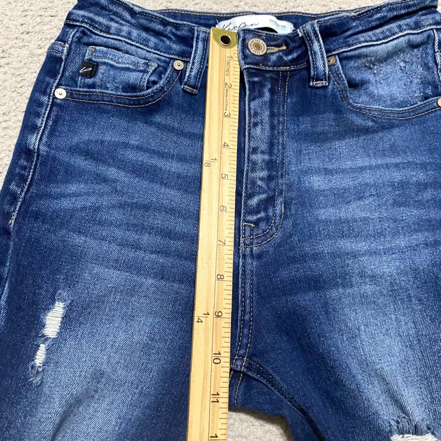 Vintage KanCan Jeans Blue Denim Dark Wash Skinny Distressed Raw Hem Womens Size 25 Regular Size 42" / US 20 - 7 Thumbnail