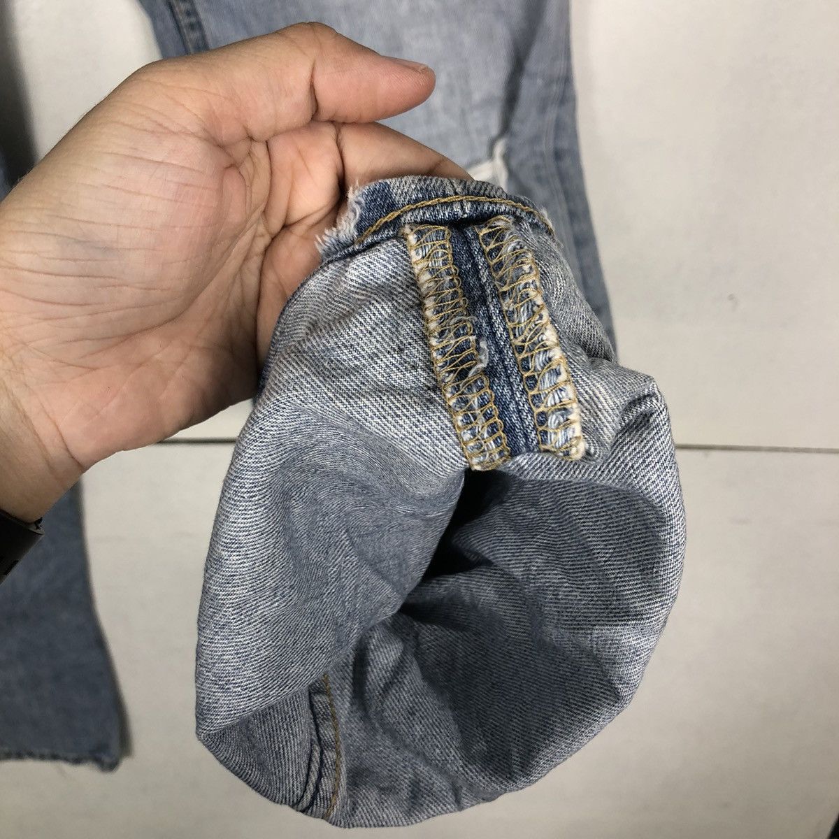 Levi's Made & Crafted 🔥RARE DISTRESSED DENIM JEAN SELVEDGES LEVI’S LEATHER PATCH Size US 29 - 12 Thumbnail