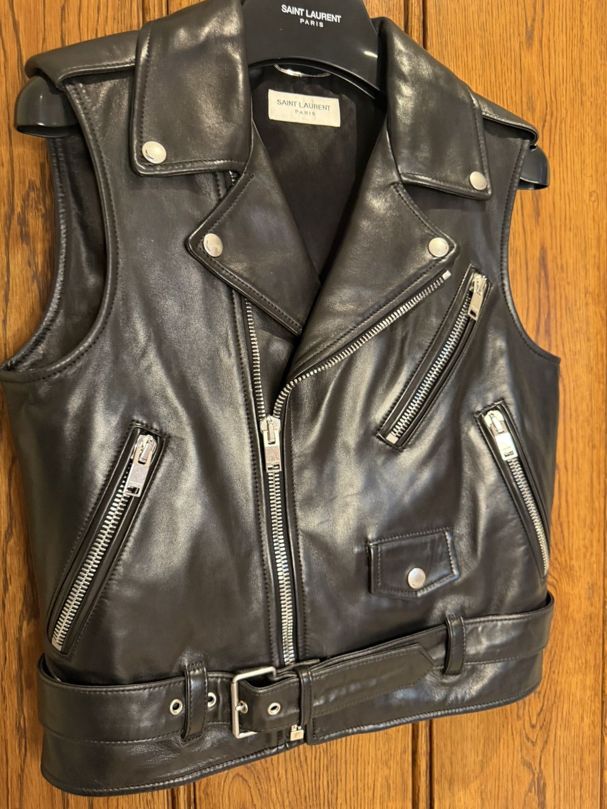 Saint Laurent Paris SS13 Saint Laurent sleeveless biker vest leather jacket L01 Size US S / EU 44-46 / 1 - 8 Thumbnail