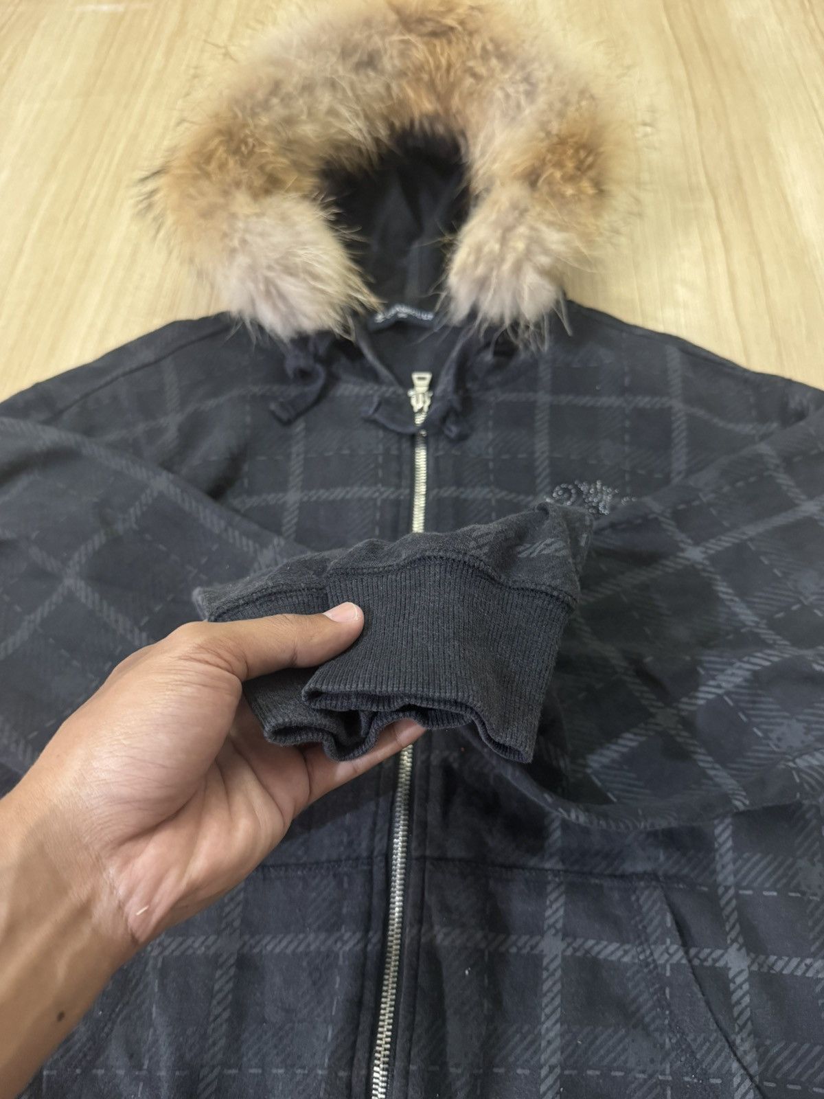 Japanese Brand CHAGE CULT HERITAGE DIAMOND STYLE WITH FUR HOODIE Size US M / EU 48-50 / 2 - 4 Thumbnail