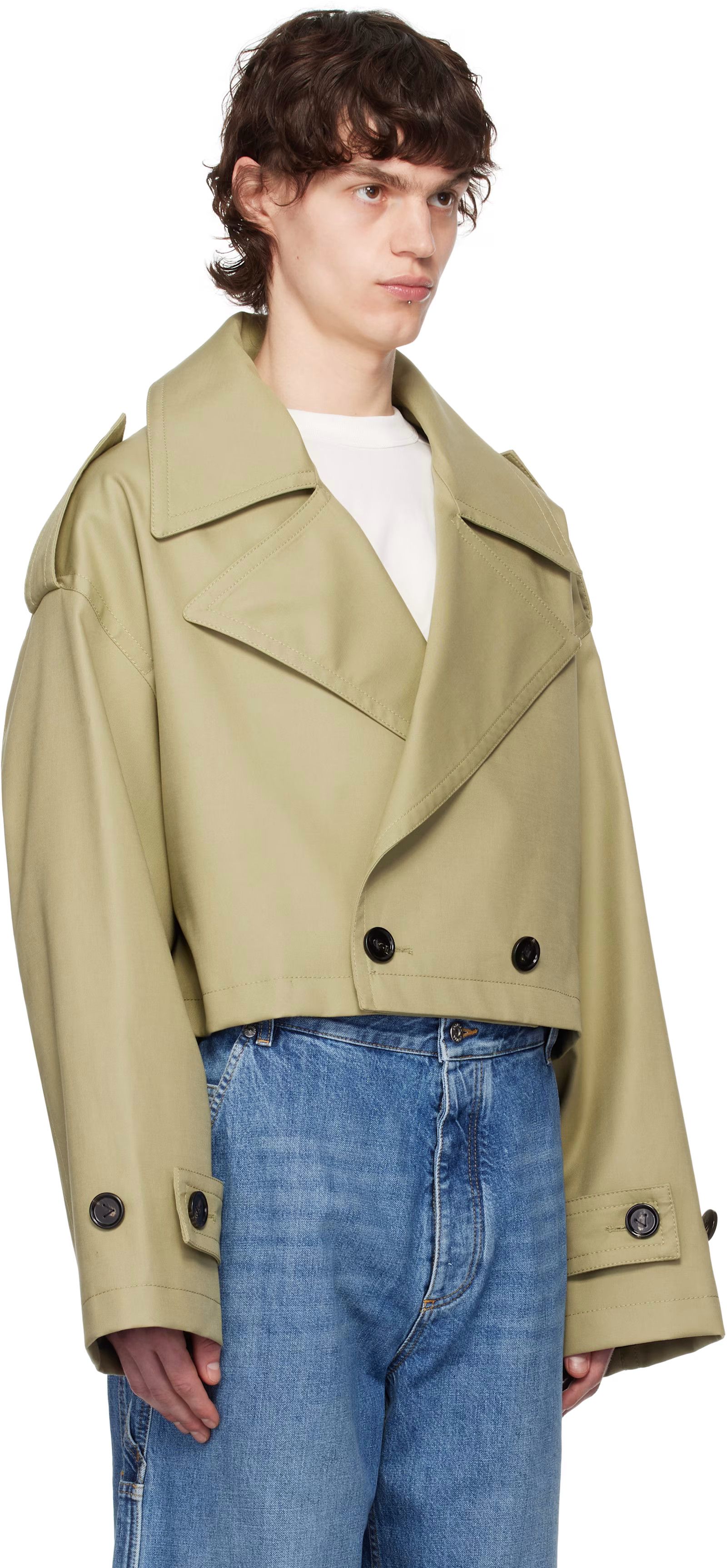 Bottega Veneta Fine Compact Cotton Twill Cropped Trench Coat Size US S / EU 44-46 / 1 - 1 Thumbnail