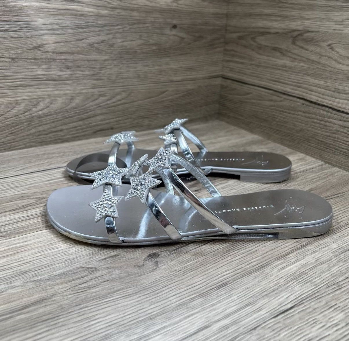 Giuseppe Zanotti Giuseppe Zanotti GZ Silver Rhinestone Star Mule Slides J41 Size US 7.5 / IT 37.5 - 1 Thumbnail
