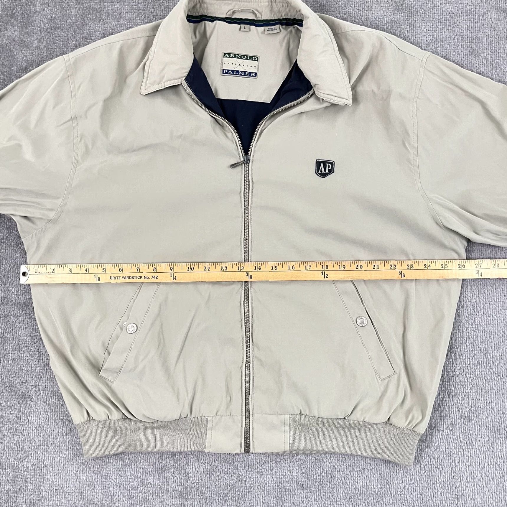 Vintage VINTAGE Arnold Palmer Jacket Mens Large Beig/ Brown Retro Golf Outerwear Full Zip Pocket Size US L / EU 52-54 / 3 - 5 Thumbnail