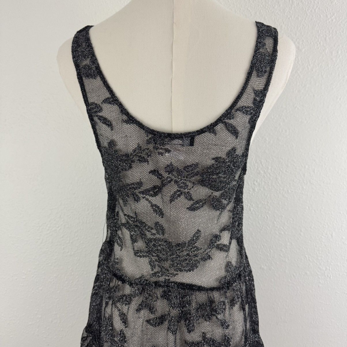 Other LOVE 2 BE LOVED Y2K Black Floral Edgy Sheer Mesh Tank Top Size L / US 10 / IT 46 - 6 Thumbnail