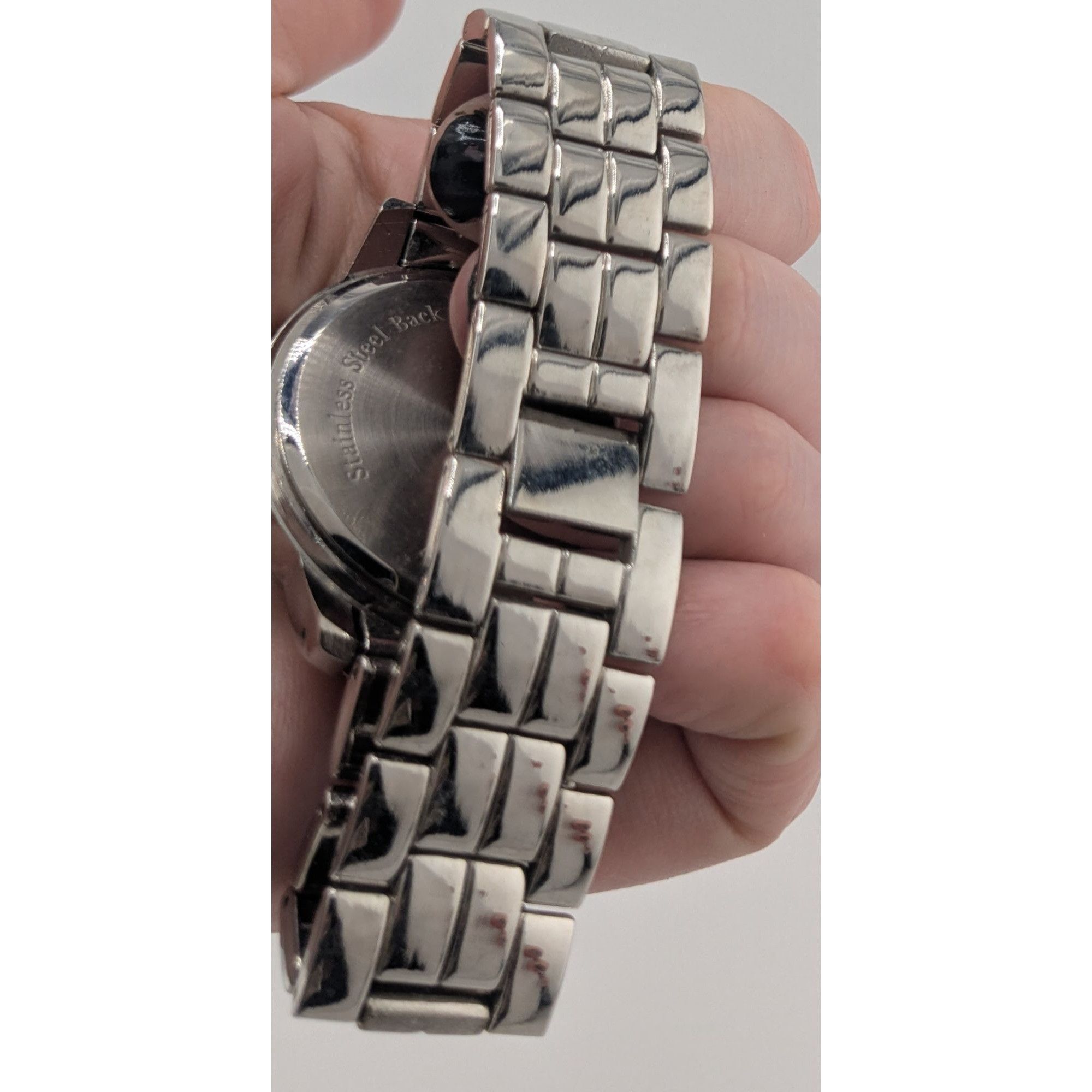 Other Silver-Tone Glam Mens Analog Watch With Crystal Accents Day Size ONE SIZE - 5 Thumbnail