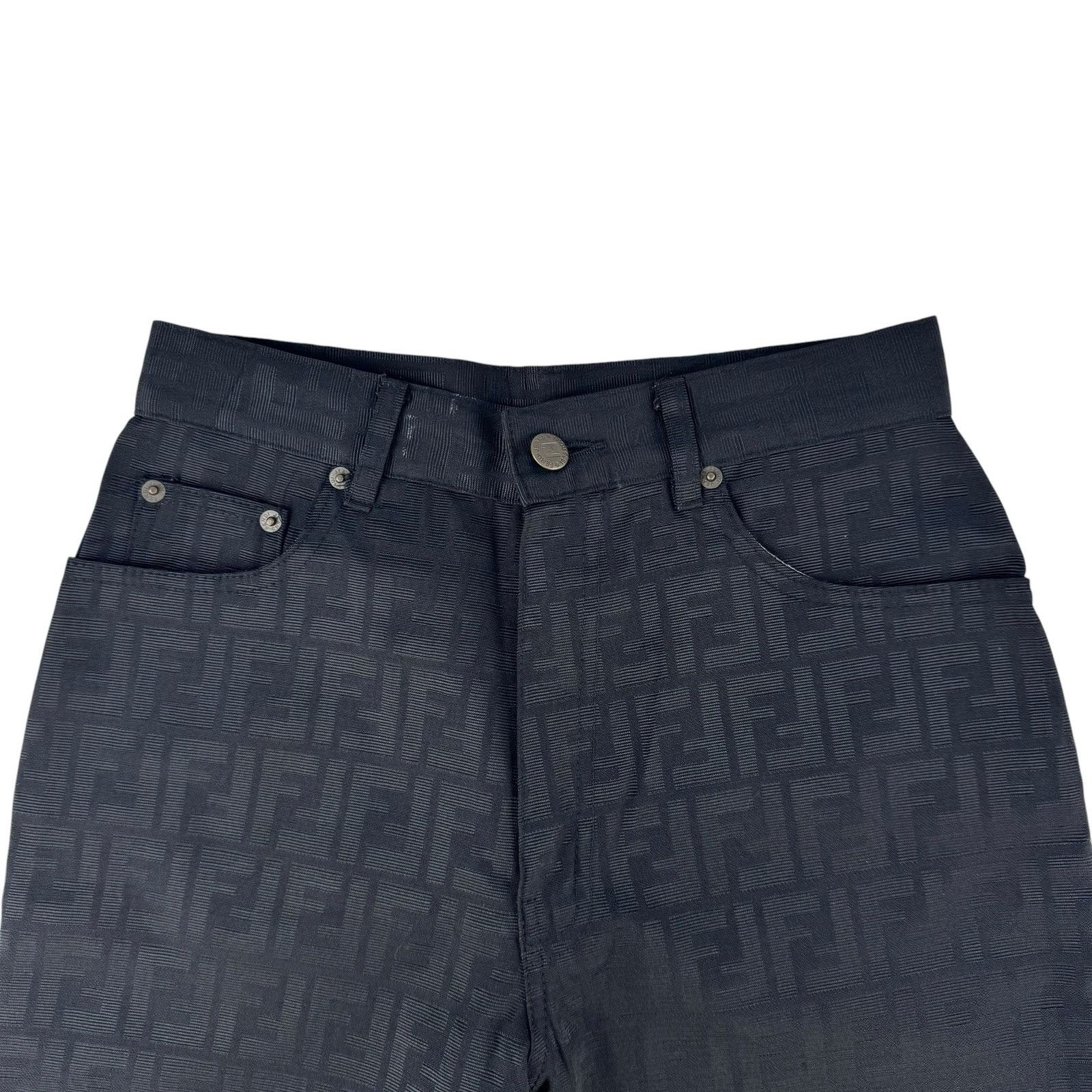 Fendi Fendi Vintage Cropped Black Zucca Print Pant Size 27" / US 4 / IT 40 - 3 Thumbnail