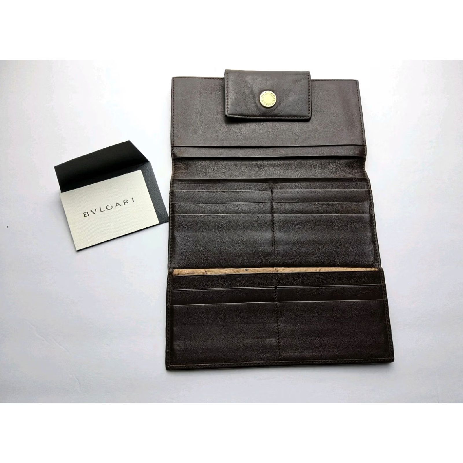 Bvlgari Bvlgari Signature Trifold Full Size Long Wallet Women Brown 7.5x4 Wallet Size ONE SIZE - 7 Thumbnail