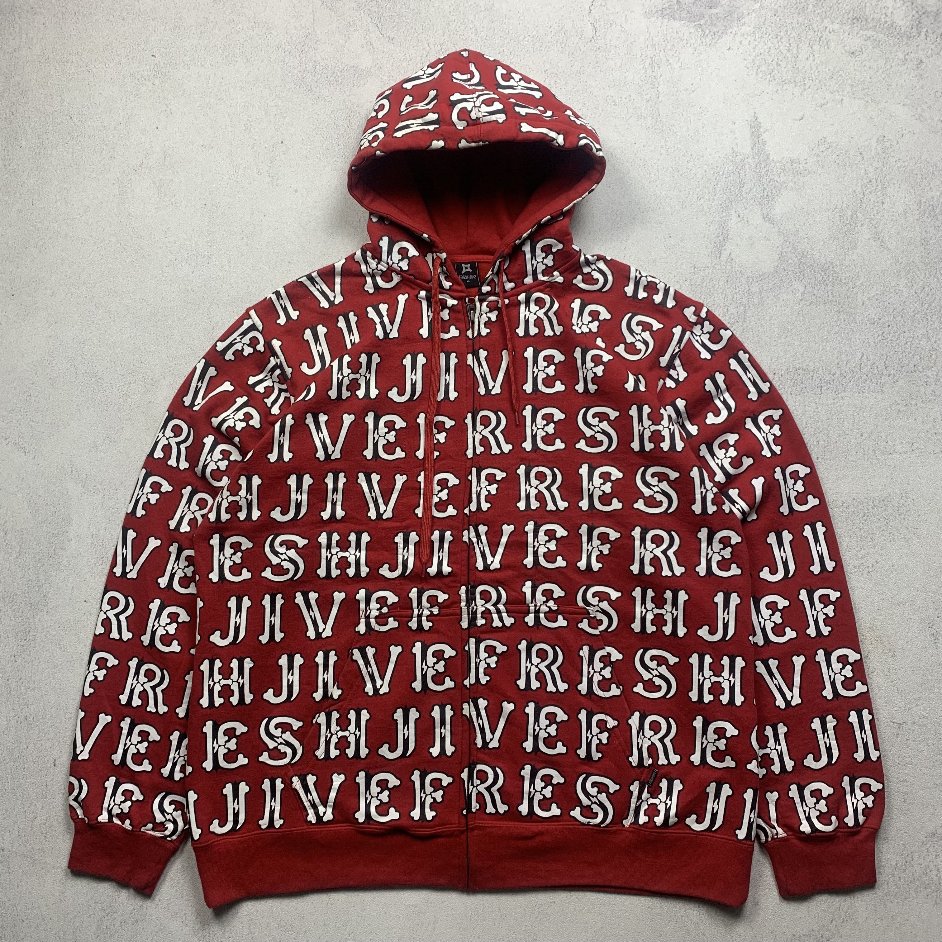 Freshjive Freshjive Overprint Spellout Zip Up Hoodie Size US XL / EU 56 / 4 - 1 Thumbnail