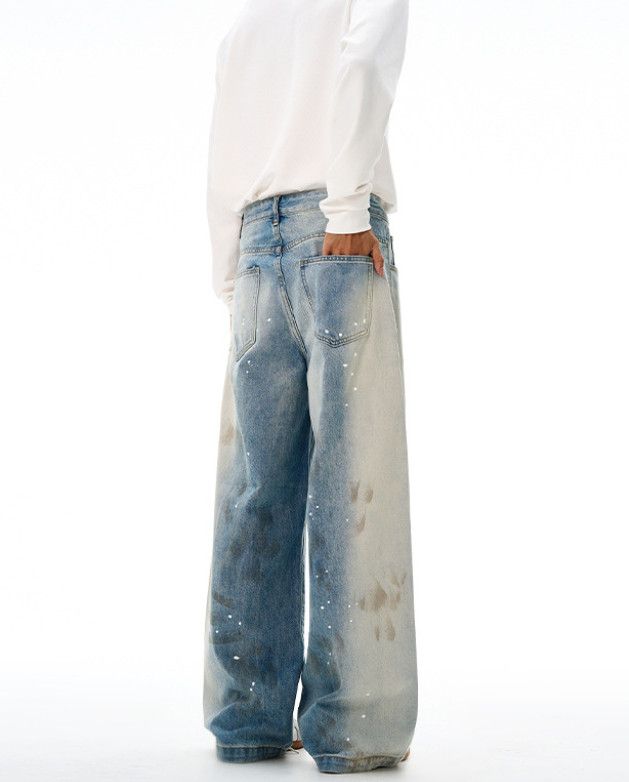 Japanese Brand American high street men's washed retro splatter paint jeans Size US 32 / EU 48 - 4 Thumbnail