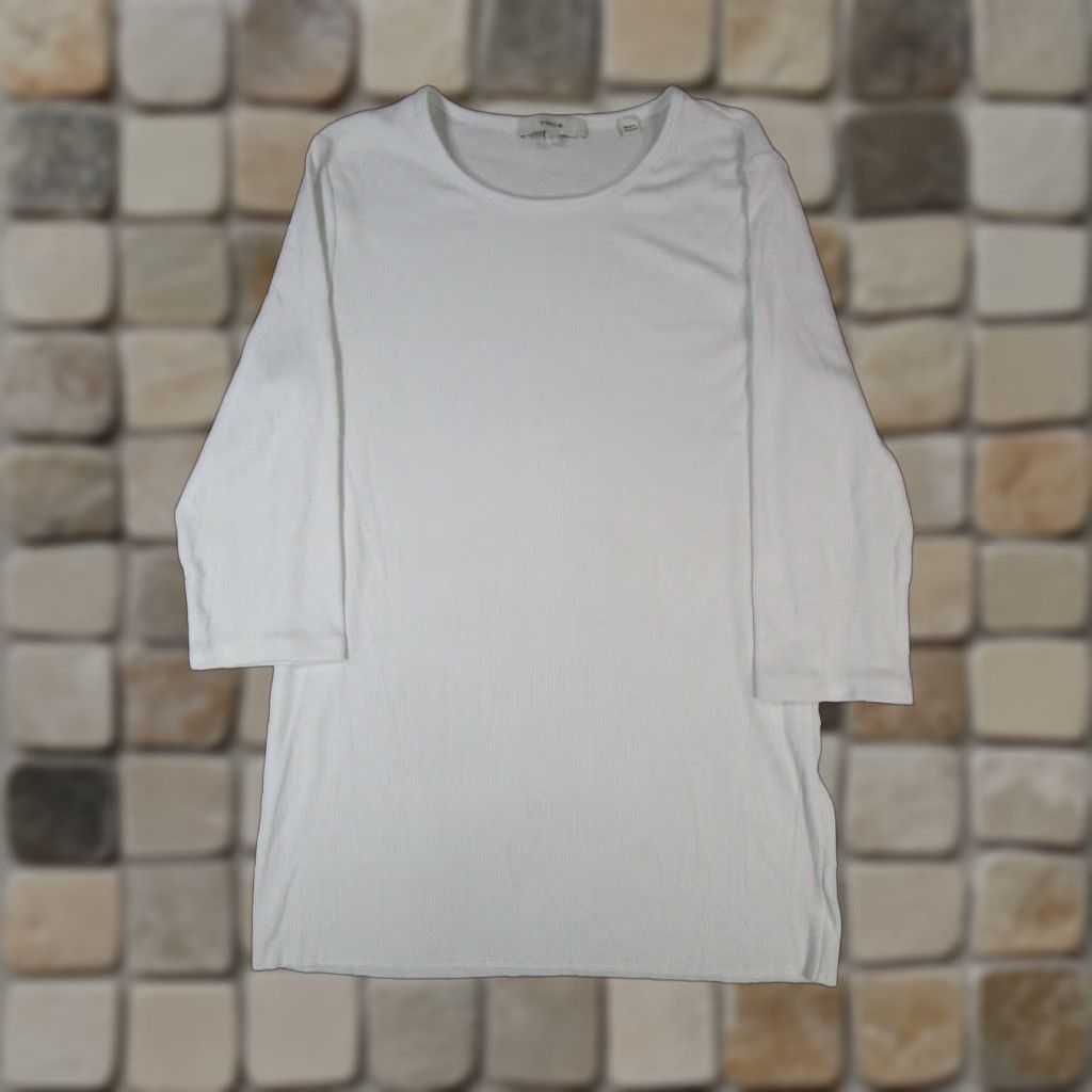 Vince Vince Shirt Womens Large White Ribbed Pullover Size L / US 10 / IT 46 - 1 Thumbnail