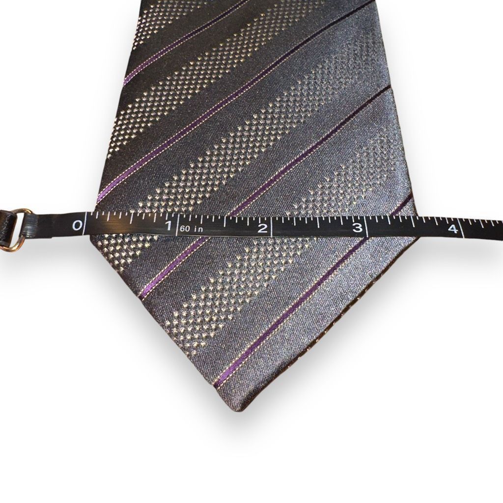 Ermenegildo Zegna Ermenegildo Zegna Gray & Purple Striped Handmade in Italy Ti Size ONE SIZE - 2 Thumbnail