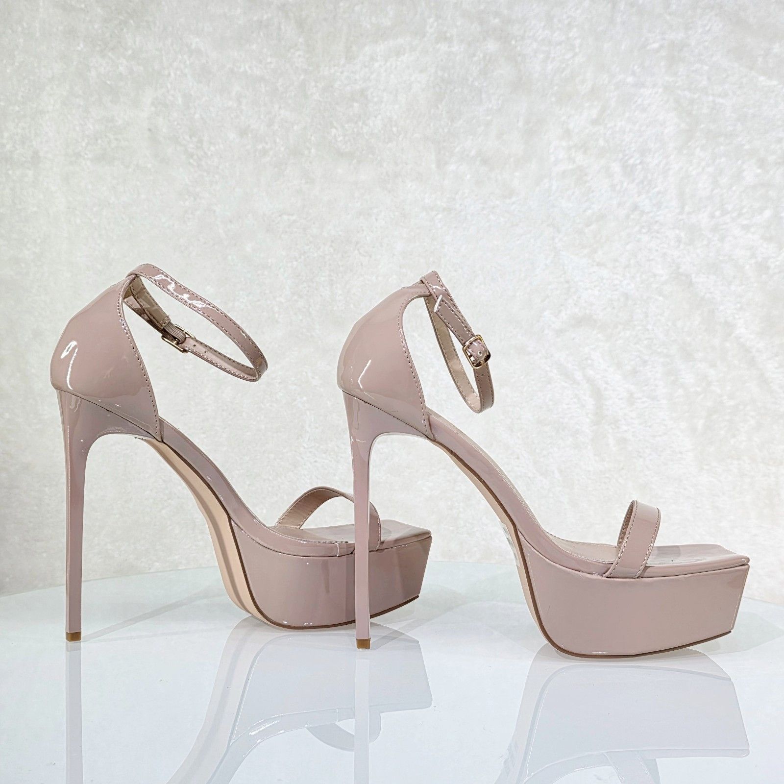 Other Tinks Nude Beige Slim Stiletto Platform High Heels Ankle Str Size US 11 / IT 41 - 3 Thumbnail
