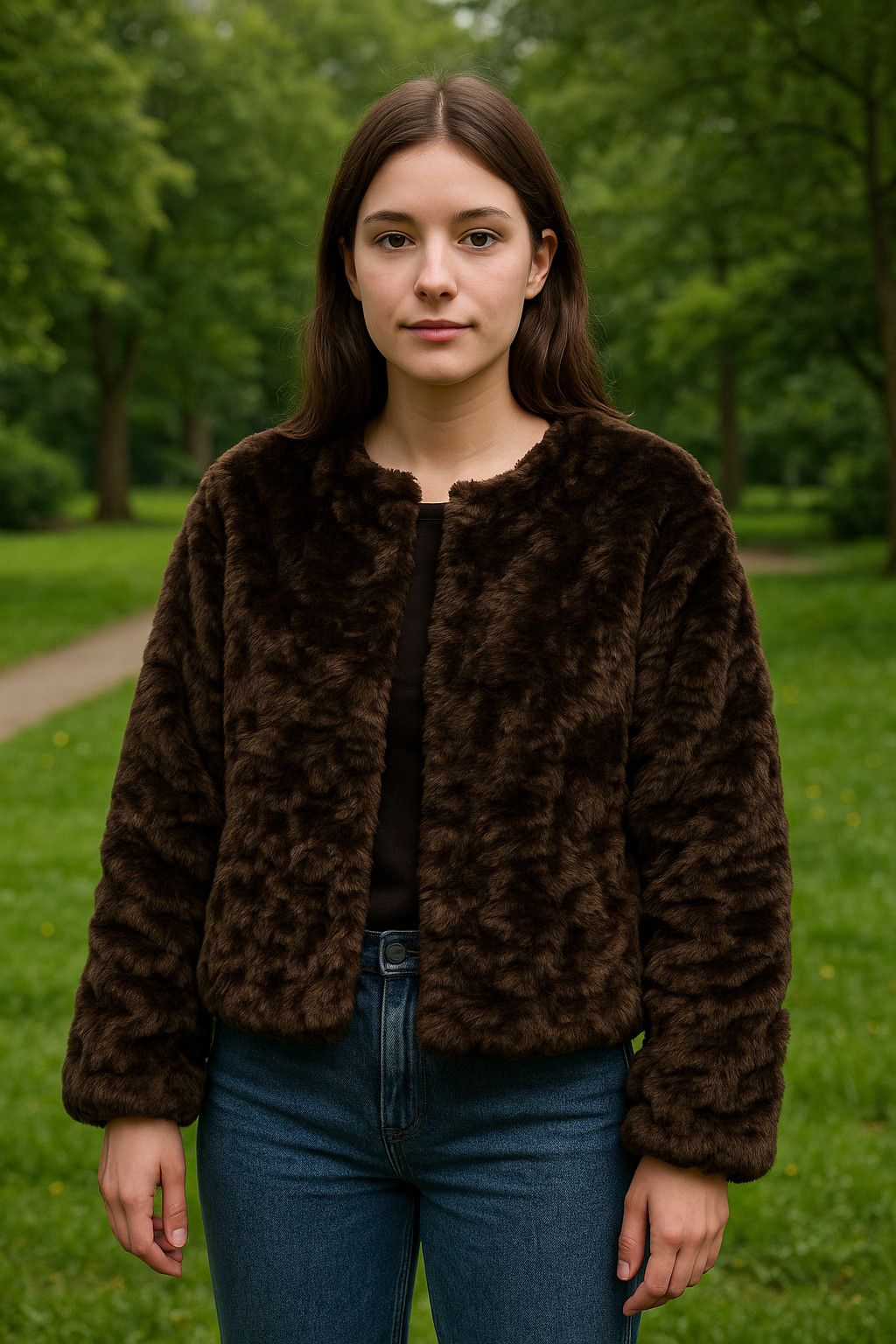 Other Y•Art Dark Brown Faux Fur Coat Jacket Size L / US 10 / IT 46 - 1 Thumbnail
