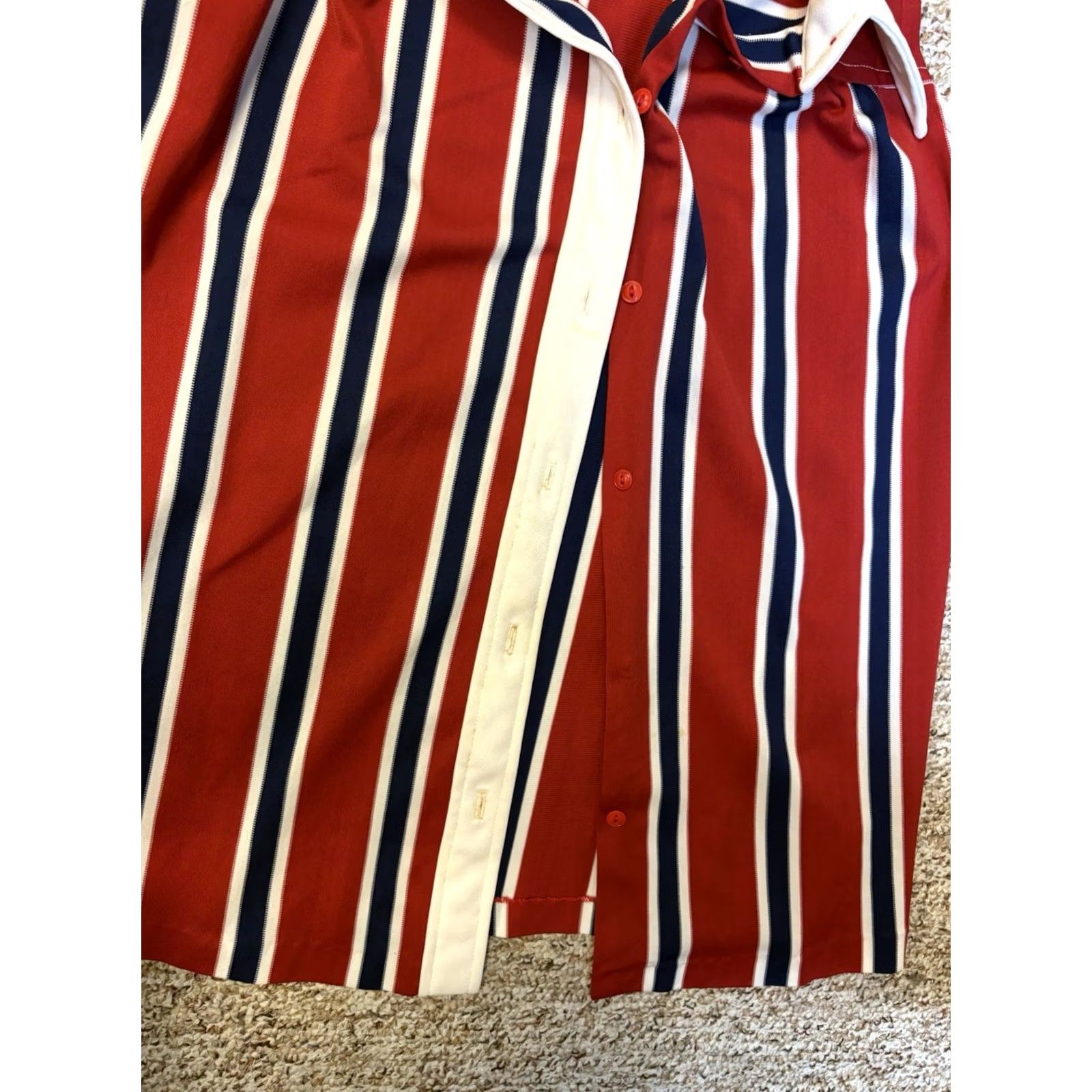 Vintage VINTAGE 1990s Dan Howard Red Striped Maternity Collared Blouse Cottagecore Sz 12 Shirt Womens Size M / US 6-8 / IT 42-44 - 3 Thumbnail