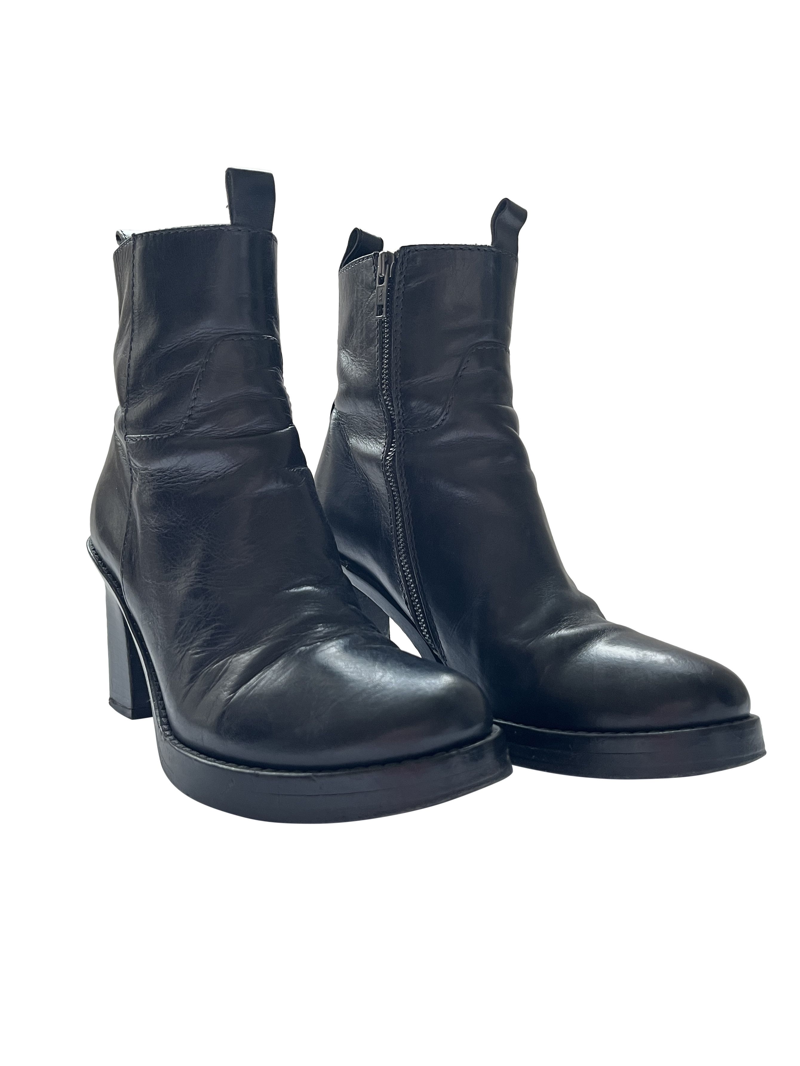 image of Ann Demeulemeester Black Heel Shoesed Ankle Boots, Women's (Size 8)