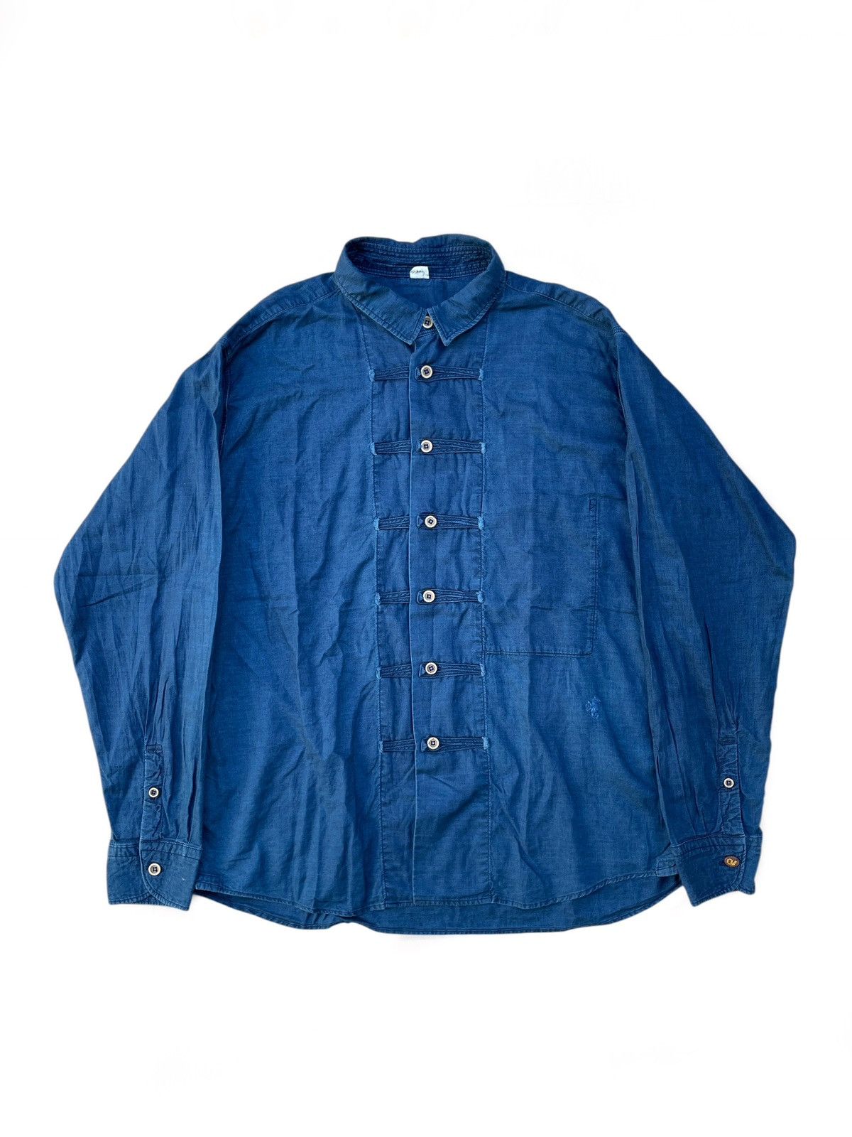 Japanese Brand 45rpm Indigo Dyed Unique Flap Japan Soft Denim Shirt Size US L / EU 52-54 / 3 - 1 Thumbnail