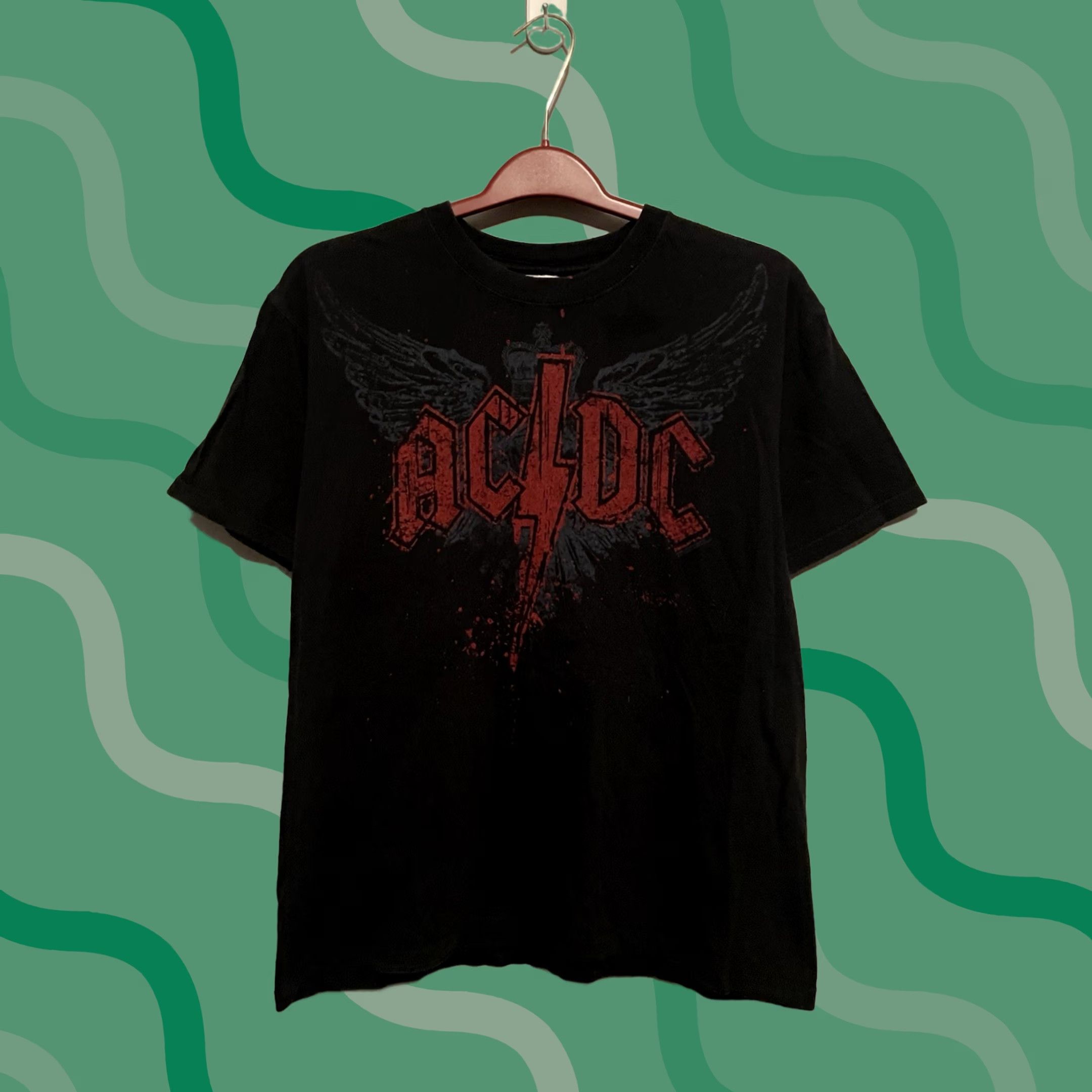 Vintage VINTAGE AC/DC Mens T-Shirt Black Red Wings Merch L (B454) Size US L / EU 52-54 / 3 - 1 Thumbnail