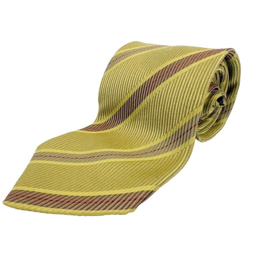 Ermenegildo Zegna ERMENEGILDO ZEGNA Striped Yellow/Gold Burgundy Tie 3.5" Size ONE SIZE - 1 Thumbnail