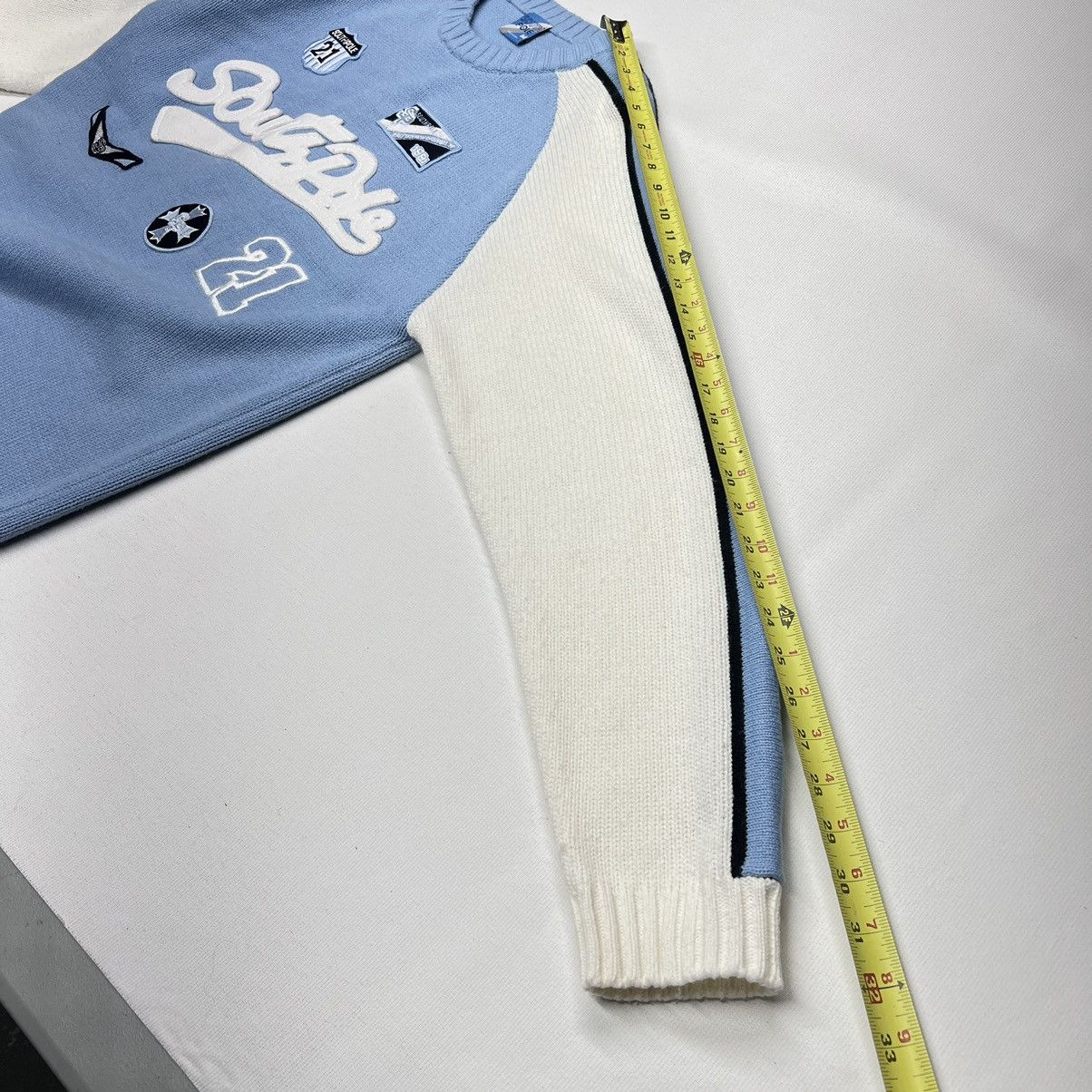Southpole × Vintage VTG Southpole Sweater Blue White Crewneck Knit Patch Y2K Size US M / EU 48-50 / 2 - 17 Thumbnail