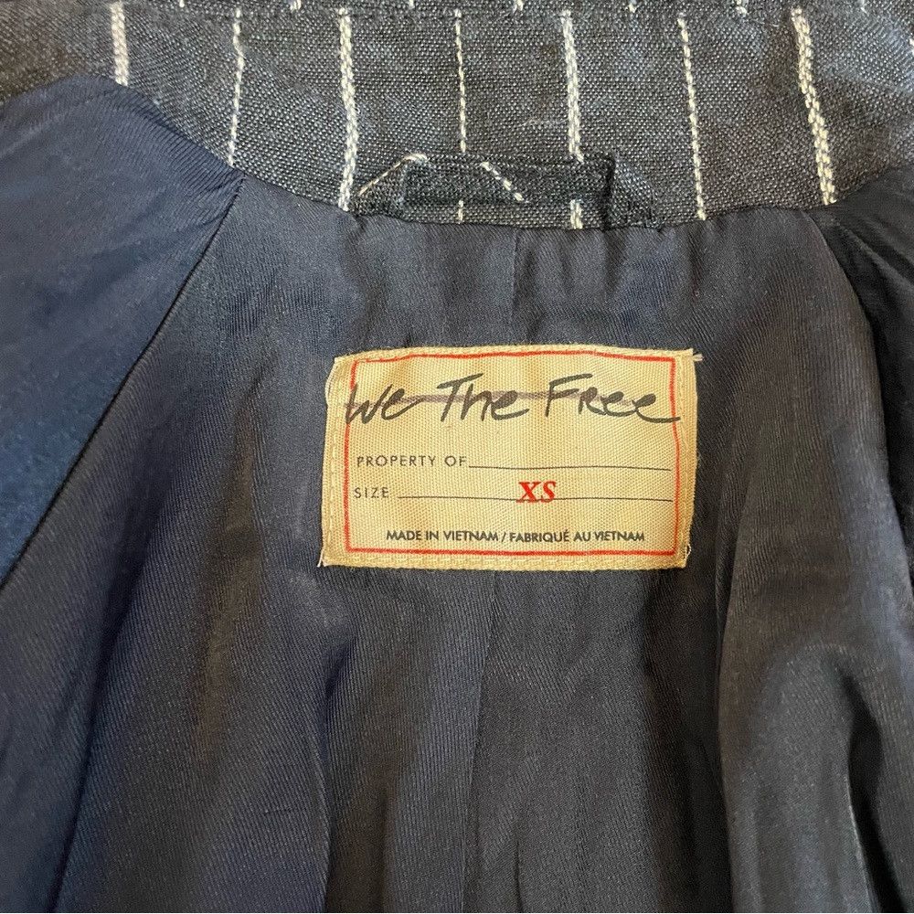 Free People New Free People Linen Blend Blue Striped Melia Mac Trench C Size XS / US 0-2 / IT 36-38 - 4 Thumbnail