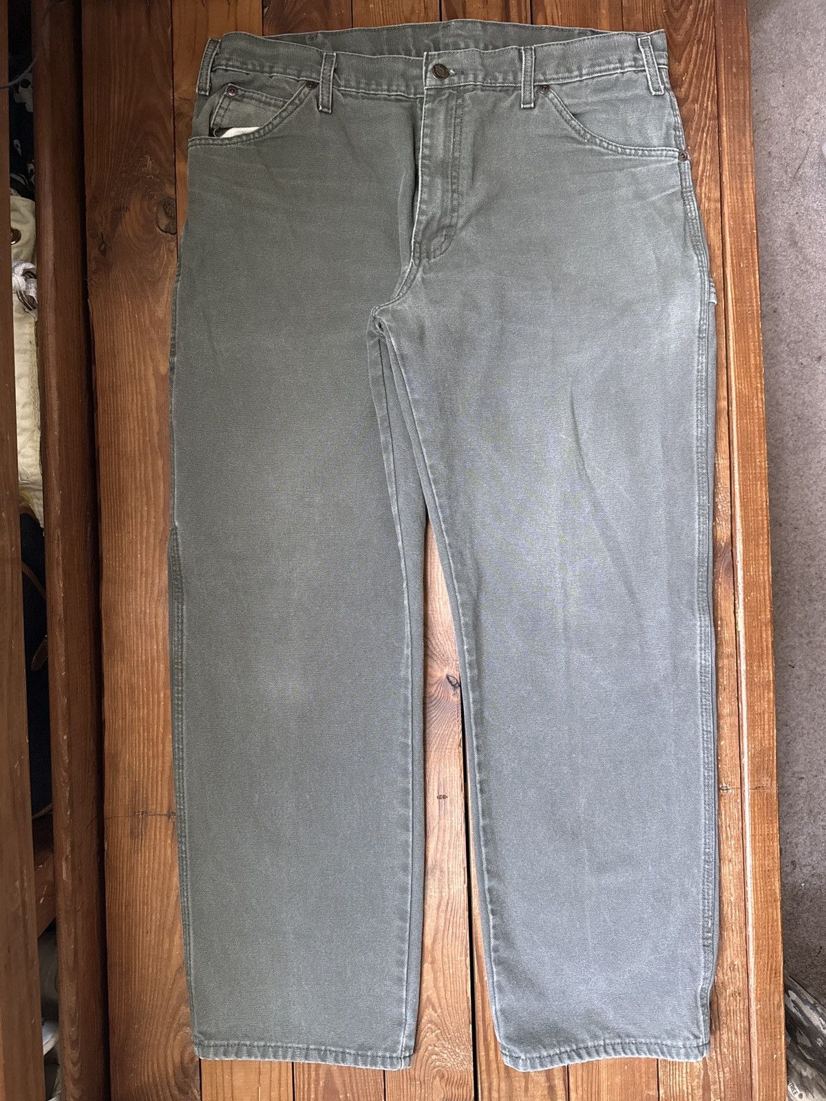 Dickies Vintage 90s Dickies Green Canvas Carpenter Work Pants Size US 36 / EU 52 - 2 Thumbnail