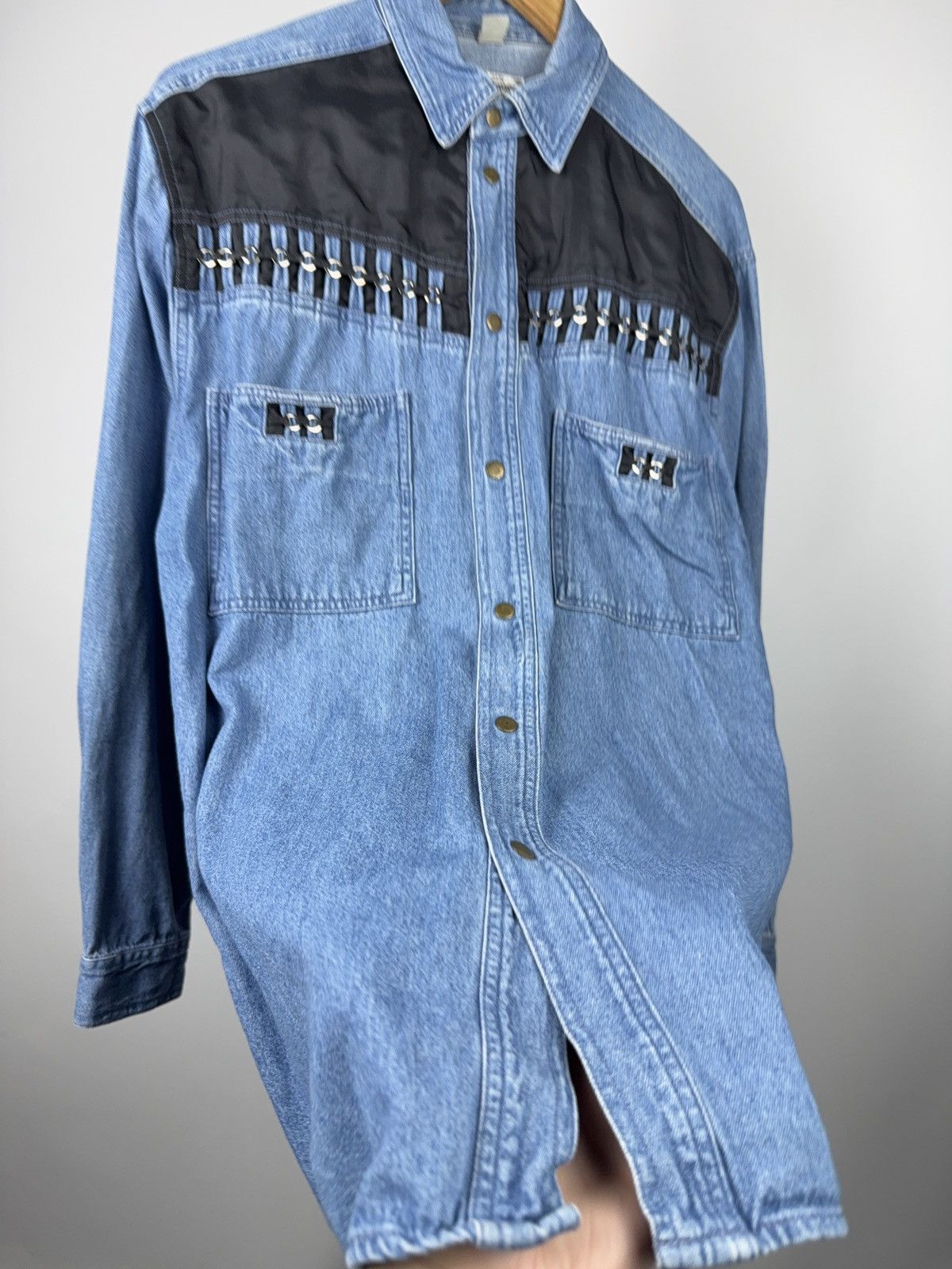 Vintage 90s Vintage Jacques Lorant Denim Cowboy Western Chain Shirt Size US XL / EU 56 / 4 - 8 Thumbnail