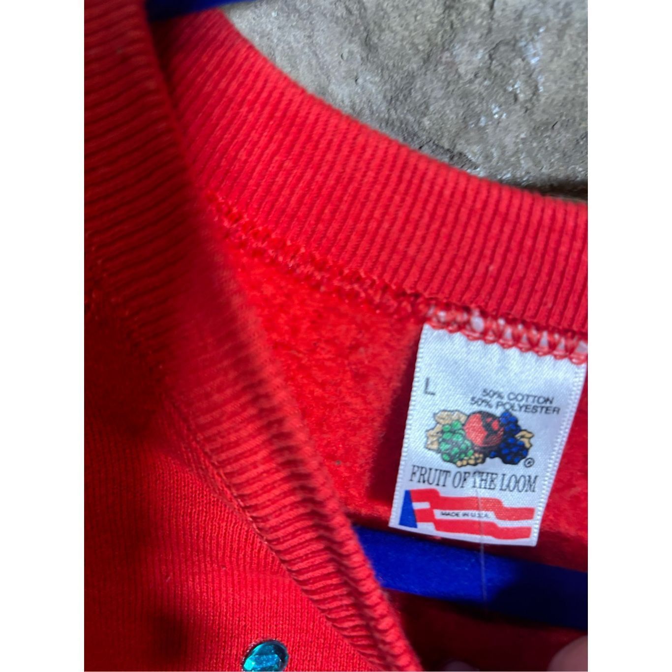 Fruit Of The Loom Sz L - Vintage 1990s Teddy Bear Christmas Bedazzled Sweatshi Size L / US 10 / IT 46 - 3 Thumbnail