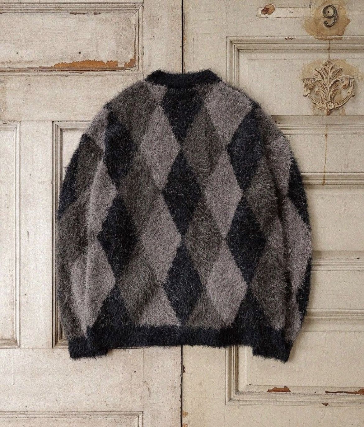 Number (N)ine Number Nine FEATHERY YARN ARGYLE KNIT PULLOVER size 3 Size US L / EU 52-54 / 3 - 2 Thumbnail