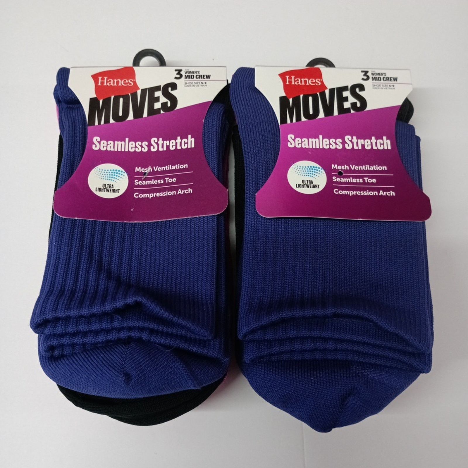 Hanes Hanes Mid Crew Socks 6 Pairs Women Size 5-9 Assorted Stretch Size ONE SIZE - 1 Thumbnail