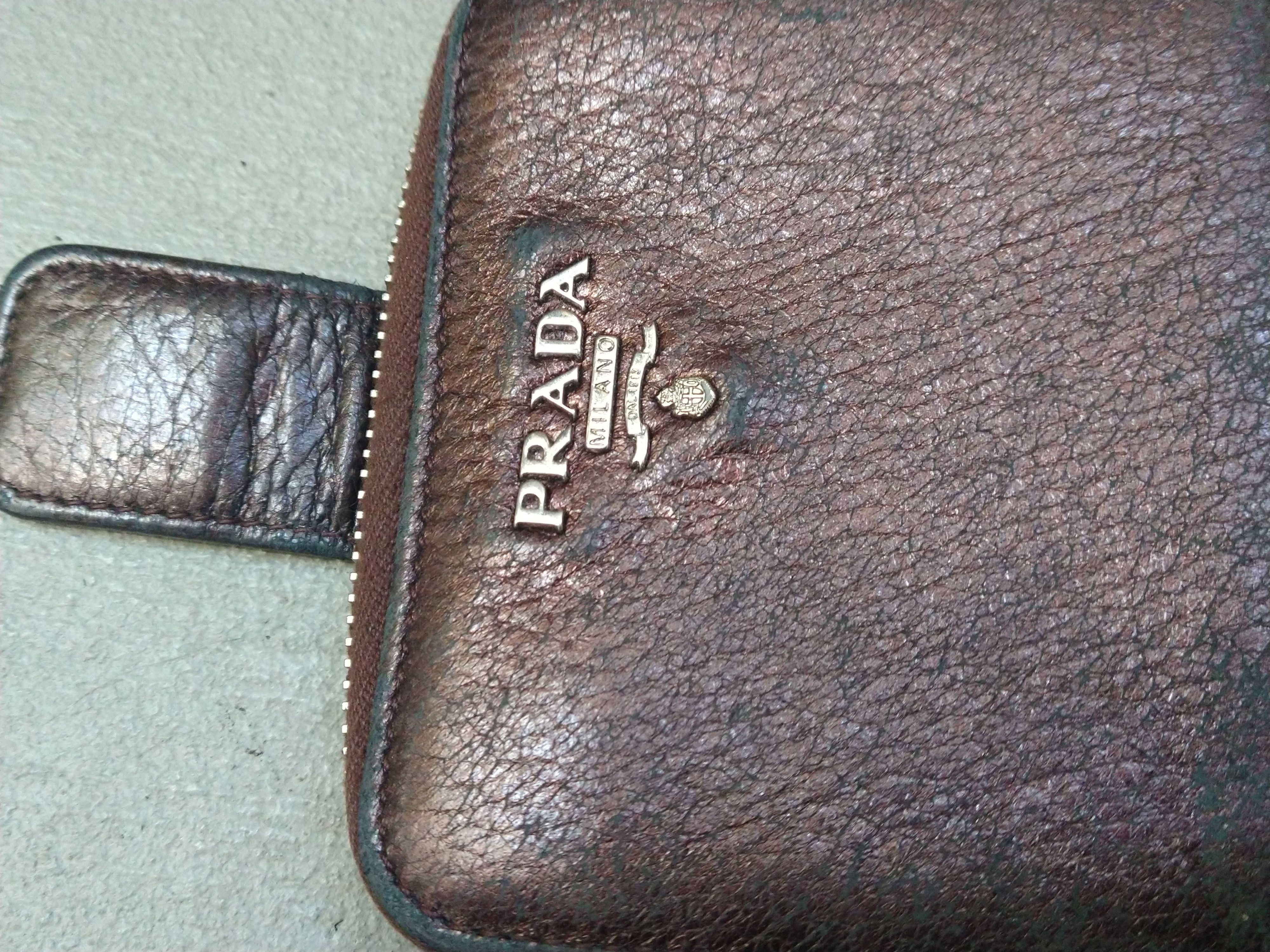 Prada × Vintage Prada Wallet Metallic Brown Leather Zip Bifold Y2K Size ONE SIZE - 7 Thumbnail
