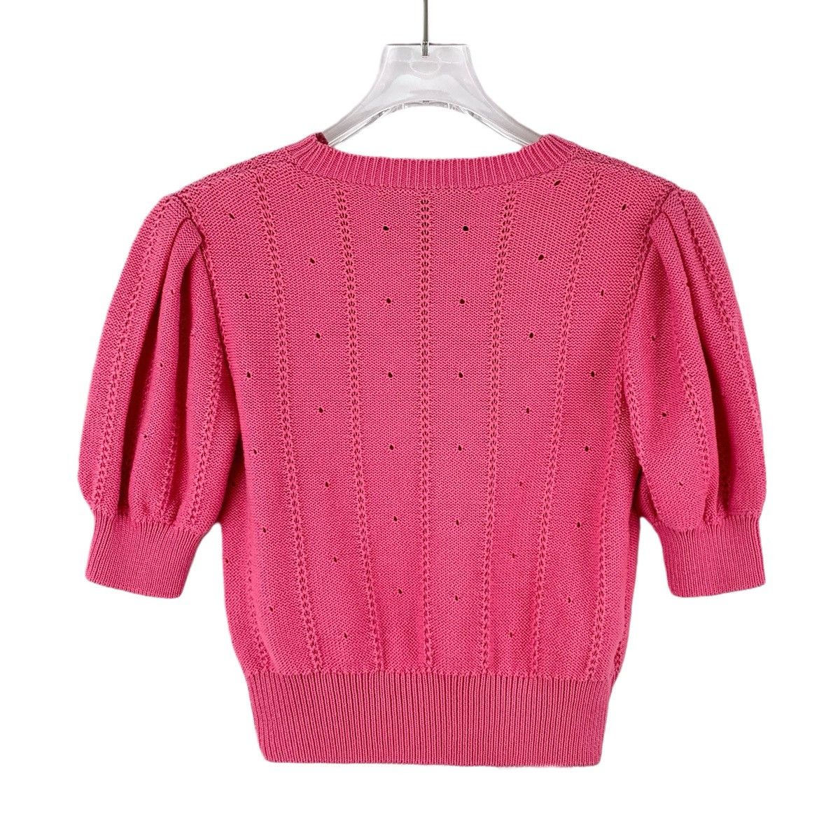 Gucci Gucci Pink Floral Embroidered Short Sleeve Knit Top K26WX Size XXS / US 00 / IT 34 - 2 Thumbnail