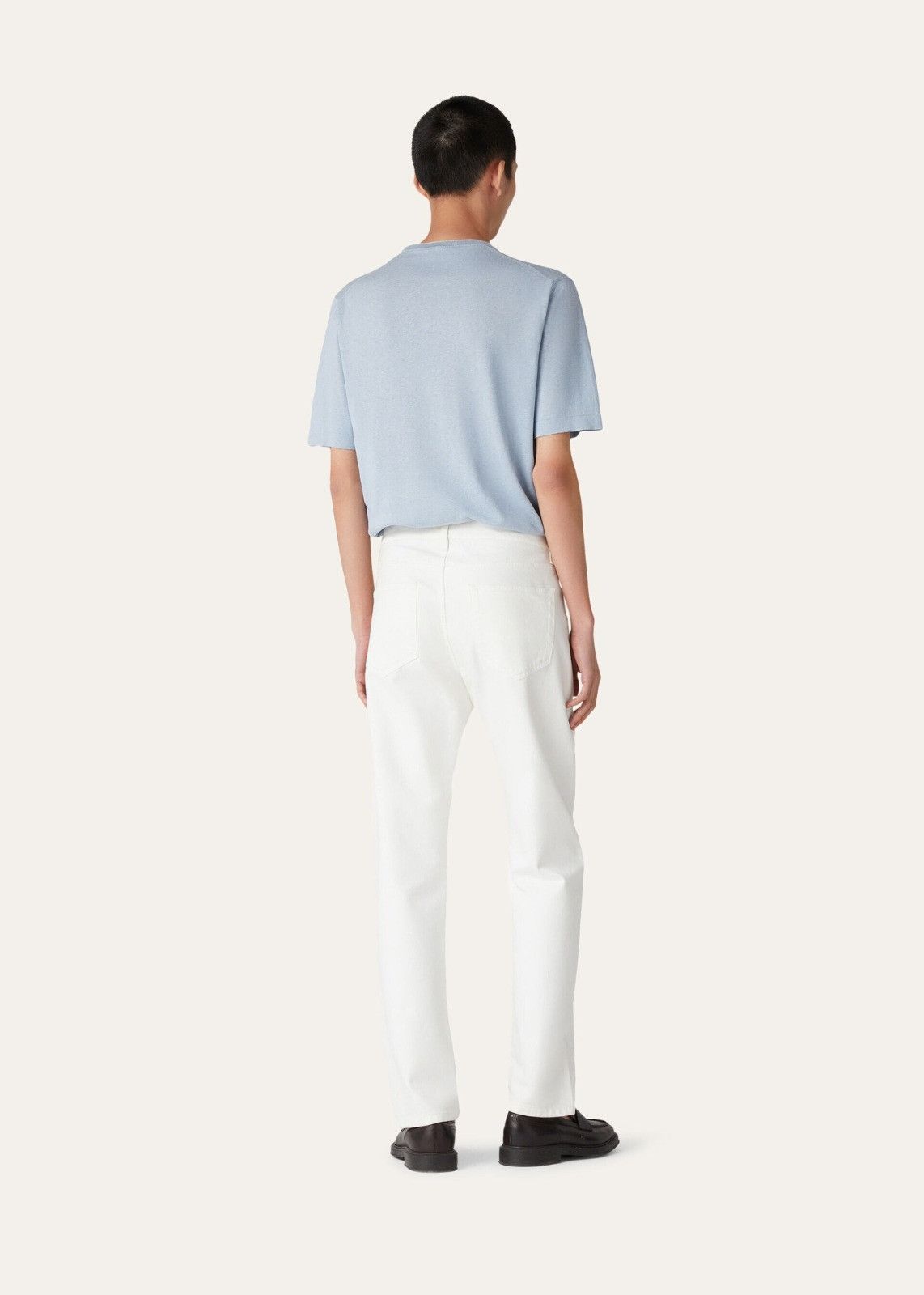 Loro Piana o1srvl11e1224 Girocollo Plain-Knitted T-Shirt in Ombre Blue Size US S / EU 44-46 / 1 - 3 Thumbnail