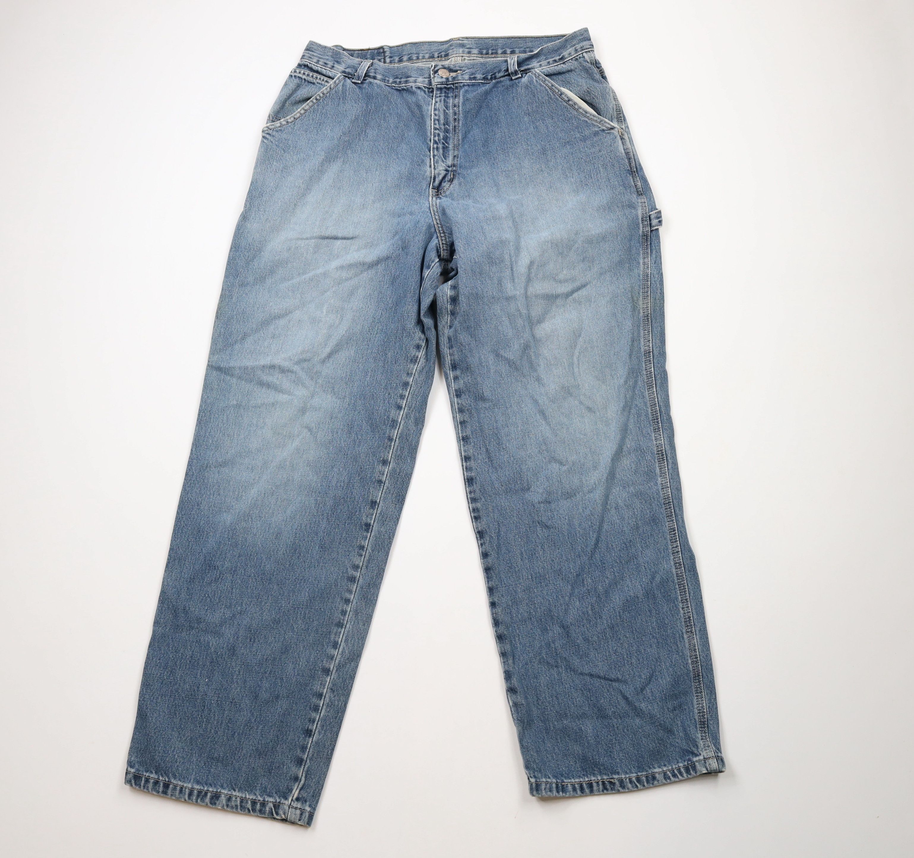 Vintage Vintage 90s Streetwear Wide Leg Carpenter Denim Jeans Blue Size US 34 / EU 50 - 1 Thumbnail