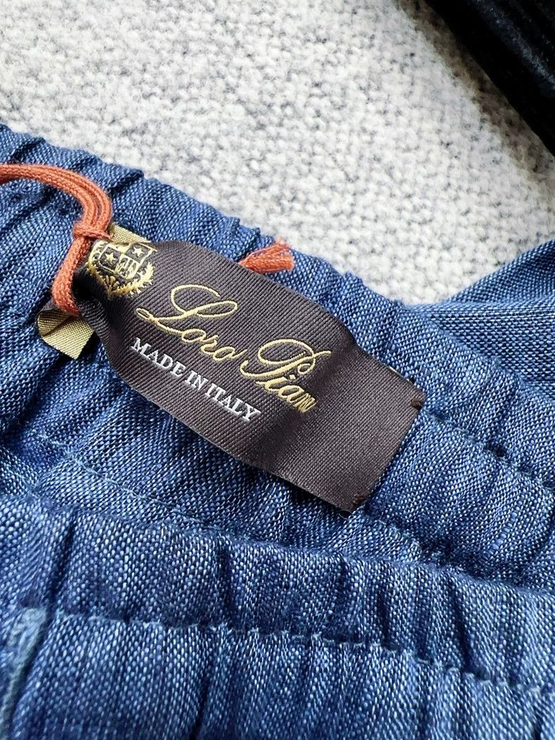 Loro Piana LORO PIANA Classic denim blue linen wide leg pants Size 27" / US 4 / IT 40 - 5 Thumbnail