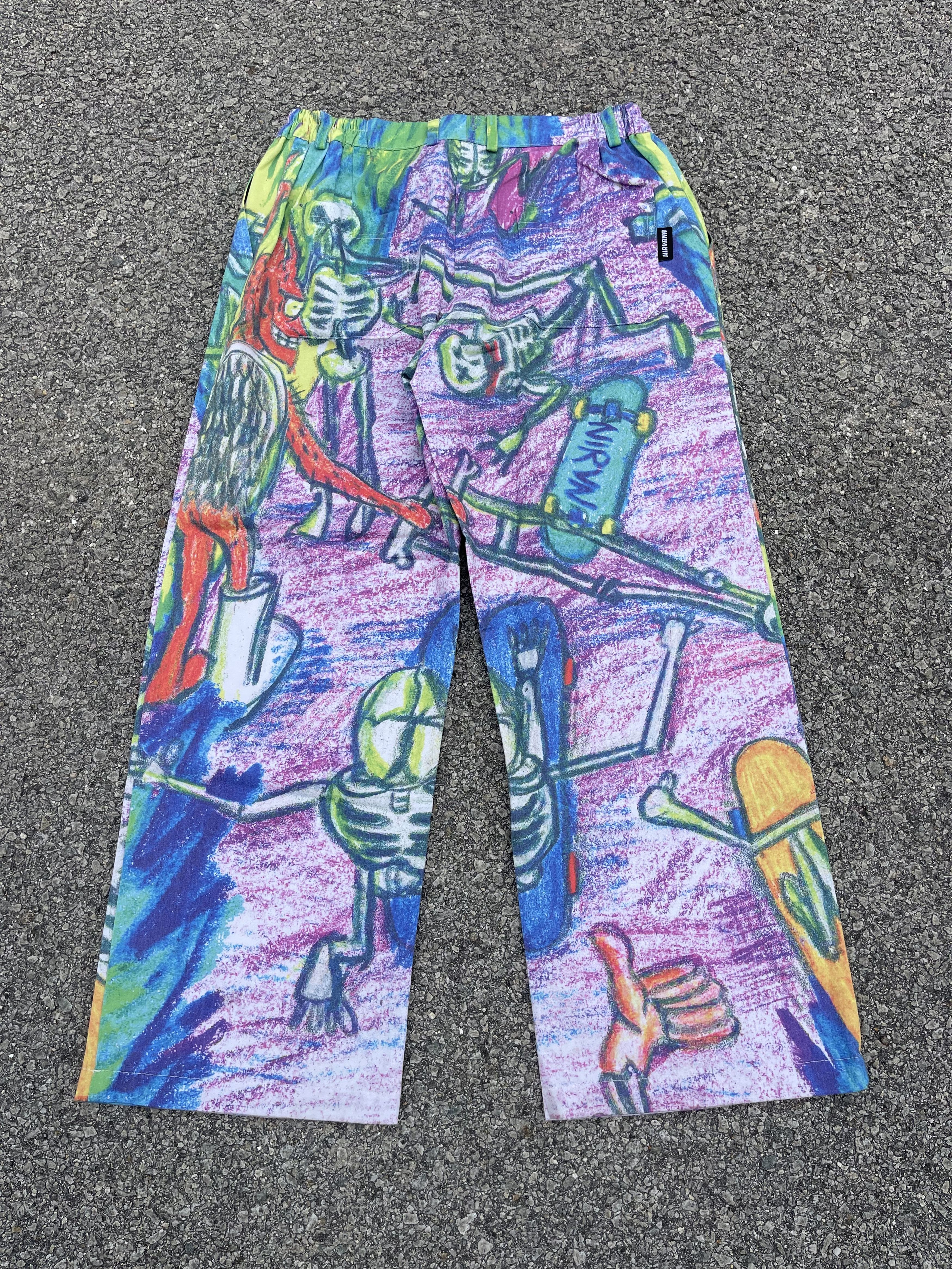 Nirvana “Skull Skater” Fullprint OVP Artwork Trouser Baggy Size US 30 / EU 46 - 17 Thumbnail