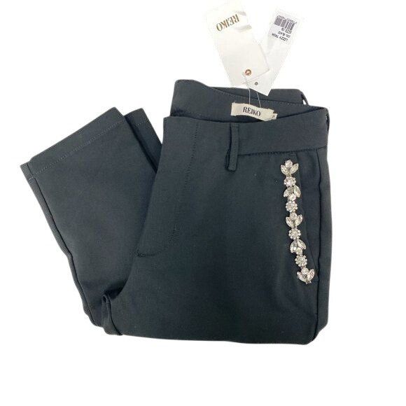 REVOLVE Reiko Crystal Embellished Black Lizzy Trim Pants Size 26" / US 2 / IT 38 - 6 Thumbnail