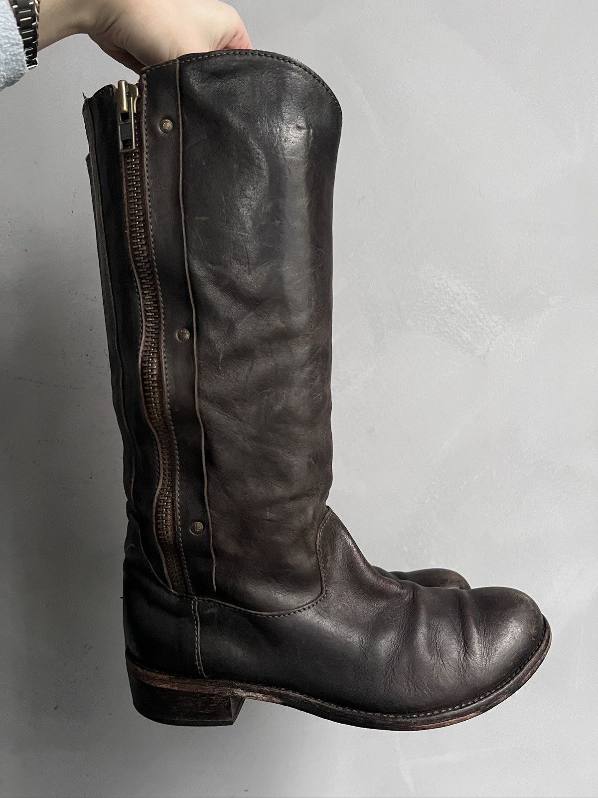 MoMA Moma Leather Tall Brown Boots Zipper Vintage Size US 8 / IT 38 - 1 Thumbnail