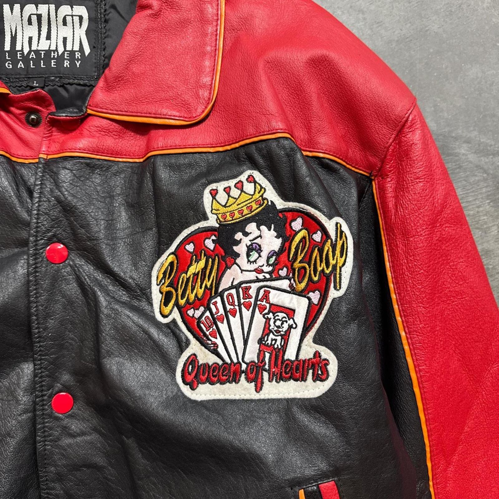 Vintage Vintage 80s Betty Boop Maziar Queen Of Hearts Leather Jacket Size US L / EU 52-54 / 3 - 4 Thumbnail