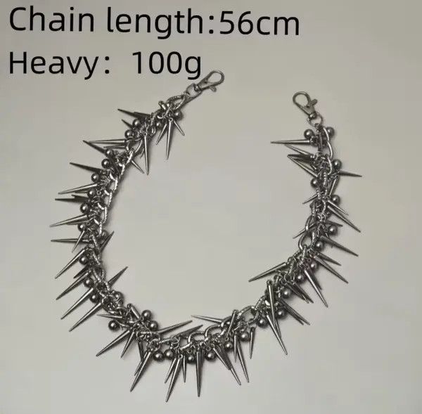 Japanese Brand Retro streetwear punk rivet spike pants pocket chain Size ONE SIZE - 5 Thumbnail