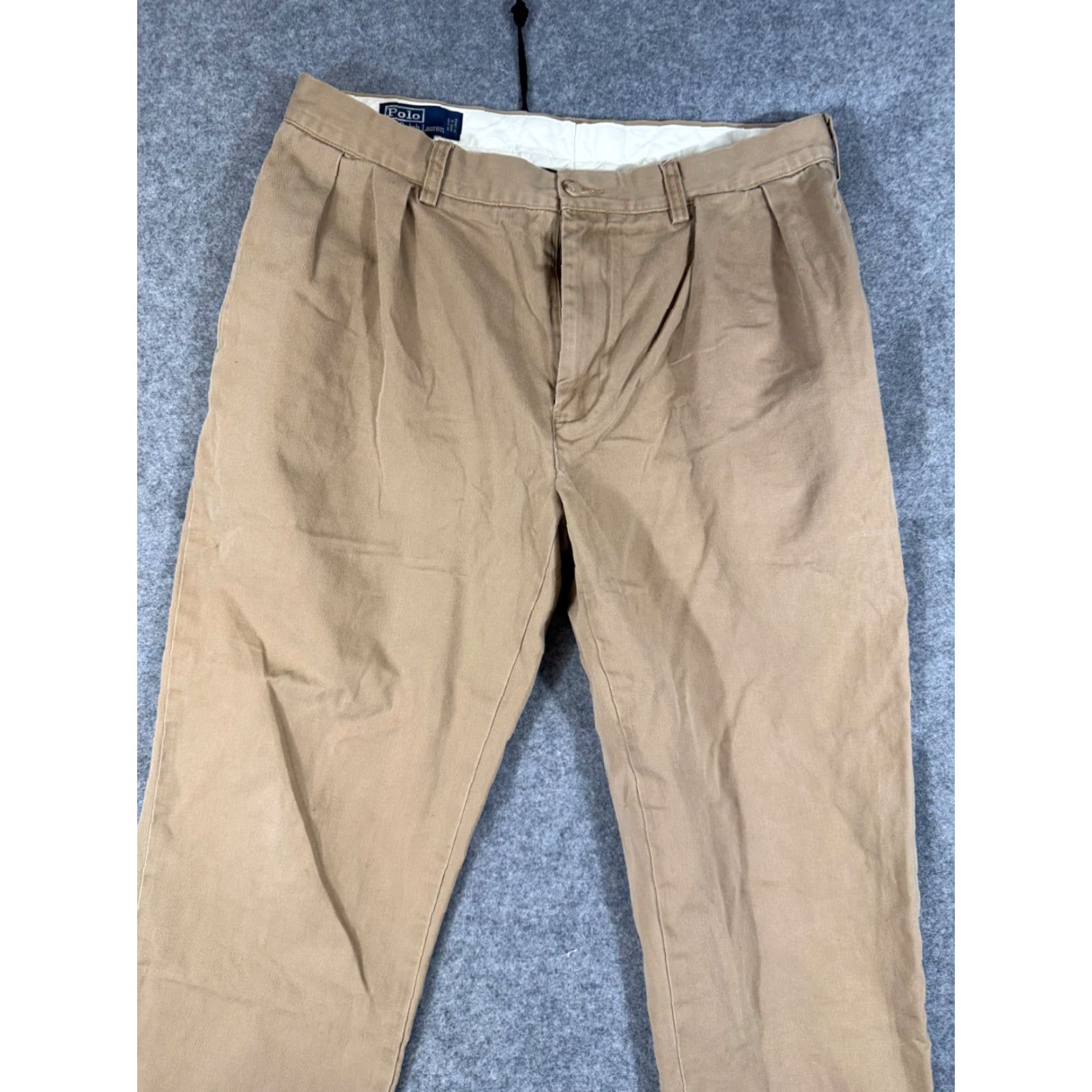 Polo Ralph Lauren Polo Ralph Lauren Ethan Chino Pants Mens 35x32 Khaki Tan Pleated Slash Pockets Size US S / EU 44-46 / 1 - 2 Thumbnail