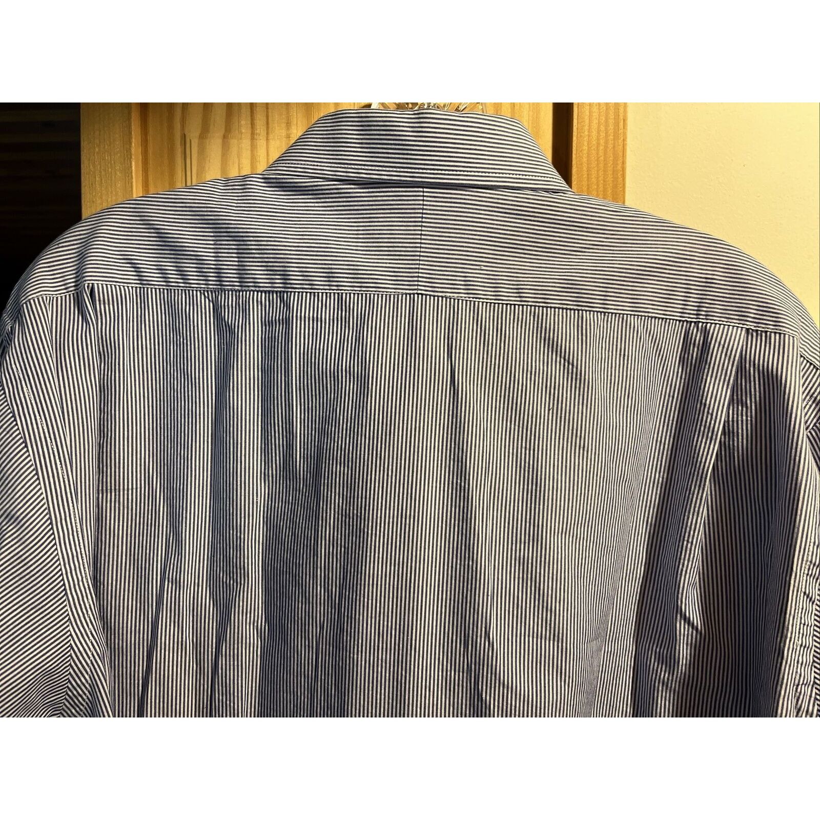 Burberry Burberrys Men’s 16 36 Blue White Striped Button Cotton Shirt Size US XL / EU 56 / 4 - 9 Thumbnail