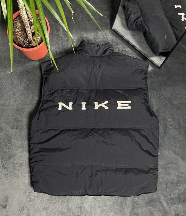 Nike 90s Nike Vintage Nylon Double Sided Big Logo Down Vest | Grailed