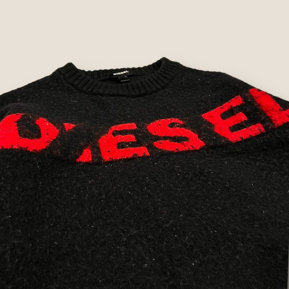 Diesel Diesel Wool Crewneck Black & Red Cut Up Logo Sweater Size US S / EU 44-46 / 1 - 2 Thumbnail