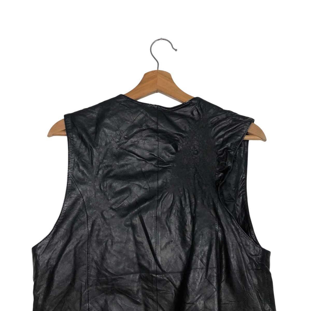 Japanese Brand 📌Rich Black Vintage Vest Leather Wind Armour Issey Miyake Size US M / EU 48-50 / 2 - 10 Thumbnail