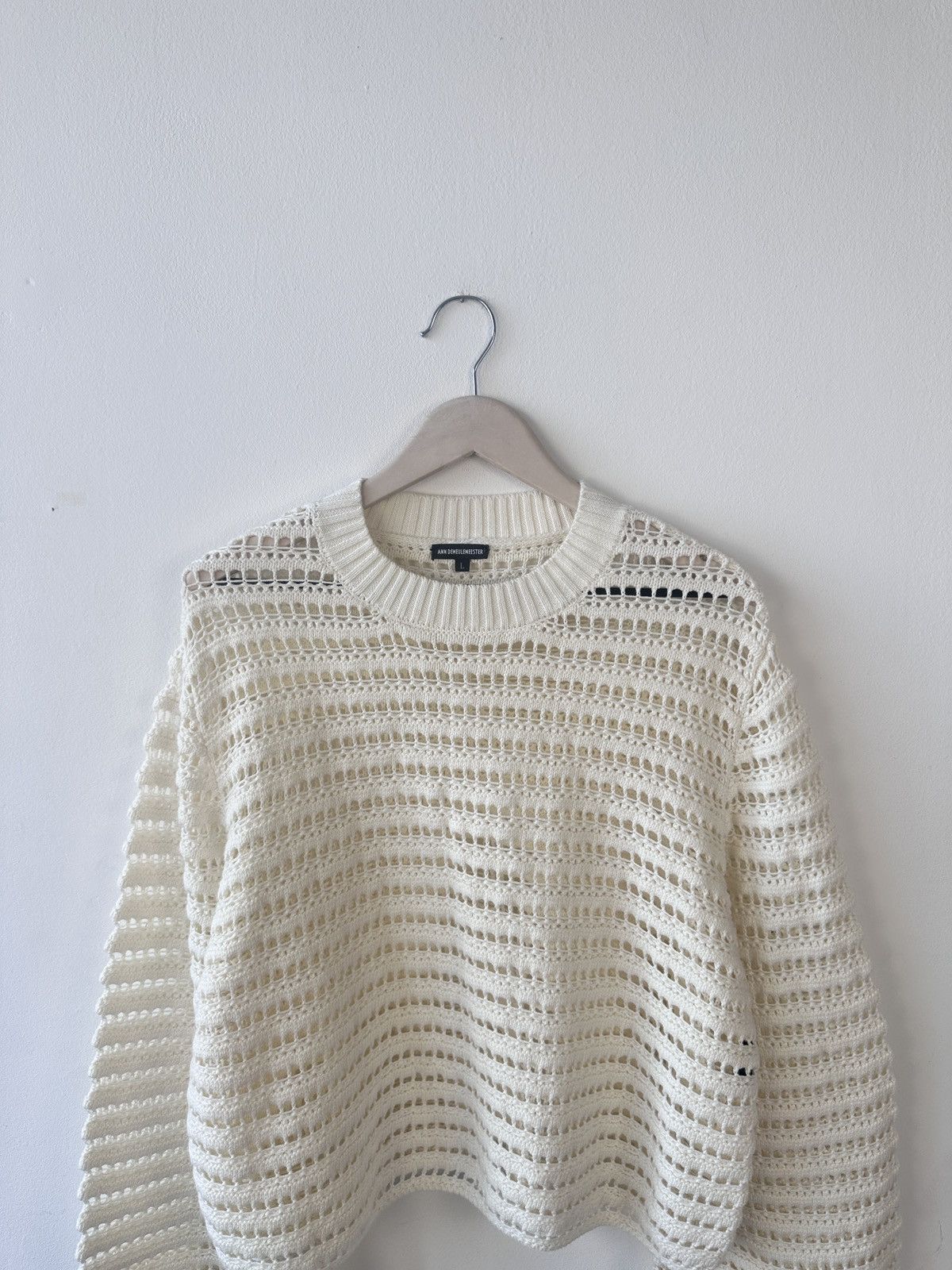 Ann Demeulemeester Ann Demeulemeester Ivory Crochet Knit Sweater L Mesh Archive Size L / US 10 / IT 46 - 6 Thumbnail