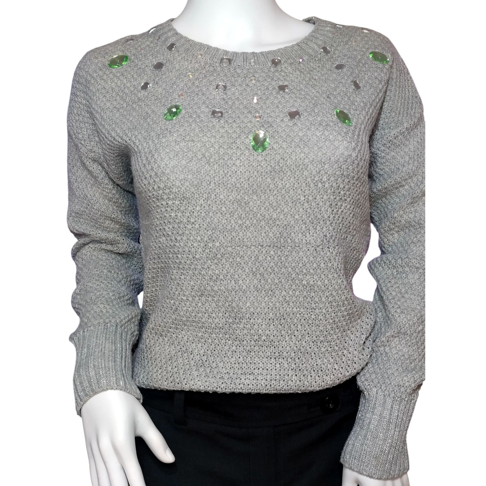 Route 66 Route 66 Sweater Long Sleeves Rhinestones Knit Gray Sz Md Size M / US 6-8 / IT 42-44 - 1 Thumbnail