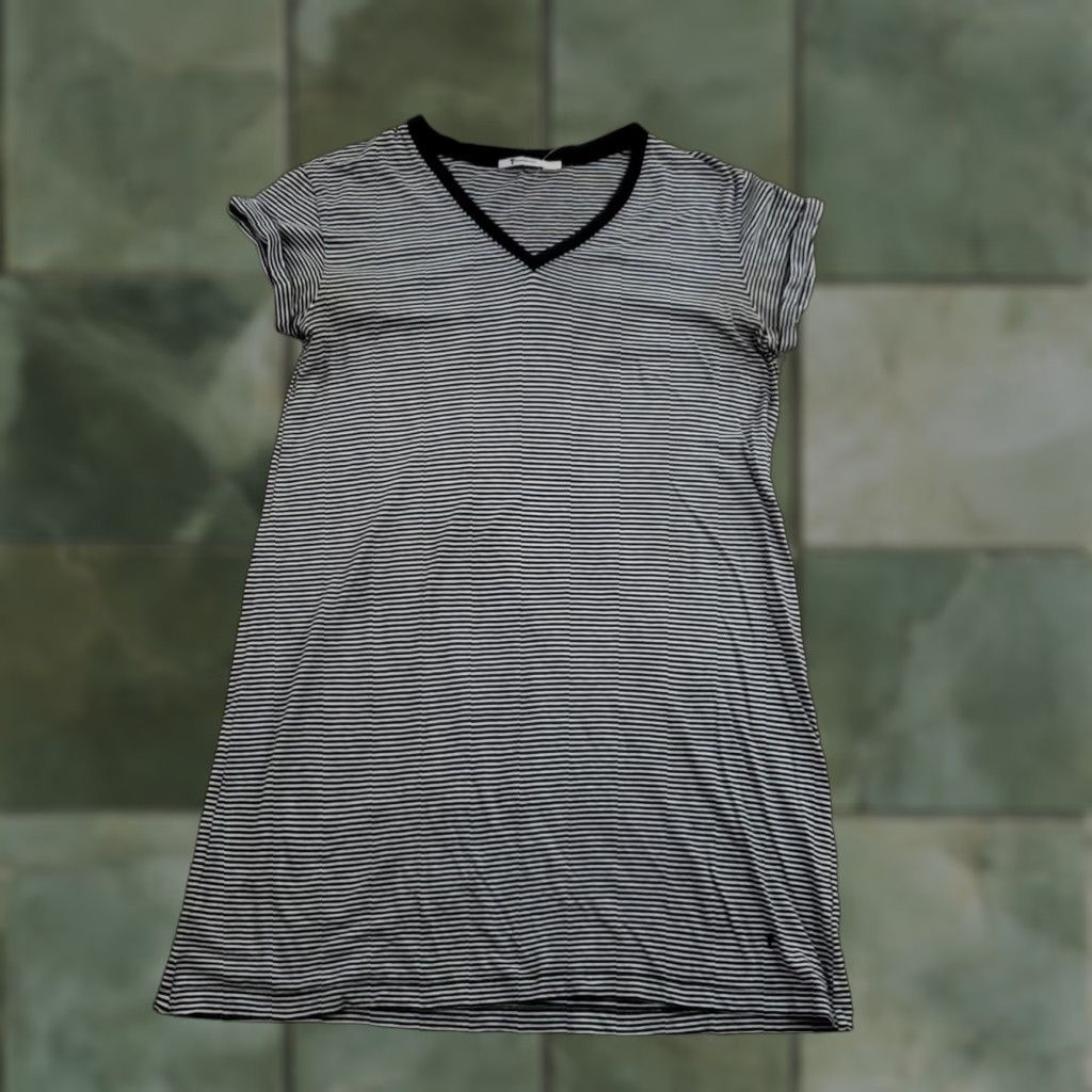 T by Alexander Wang Alexander Wang Dress Womens Medium Black White Striped V Neck T-Shirt Knit ZZ Size M / US 6-8 / IT 42-44 - 1 Thumbnail