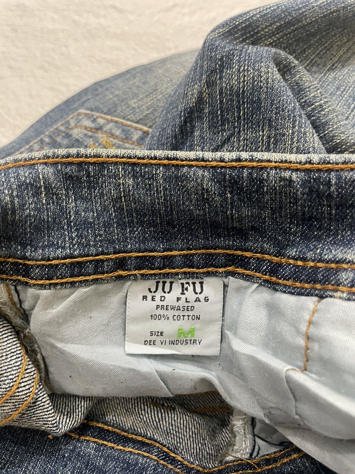 Japanese Brand 2000s Jufu Flare Raw Denim Bootcut Jeans washed Embroidered Size US 27 - 10 Thumbnail