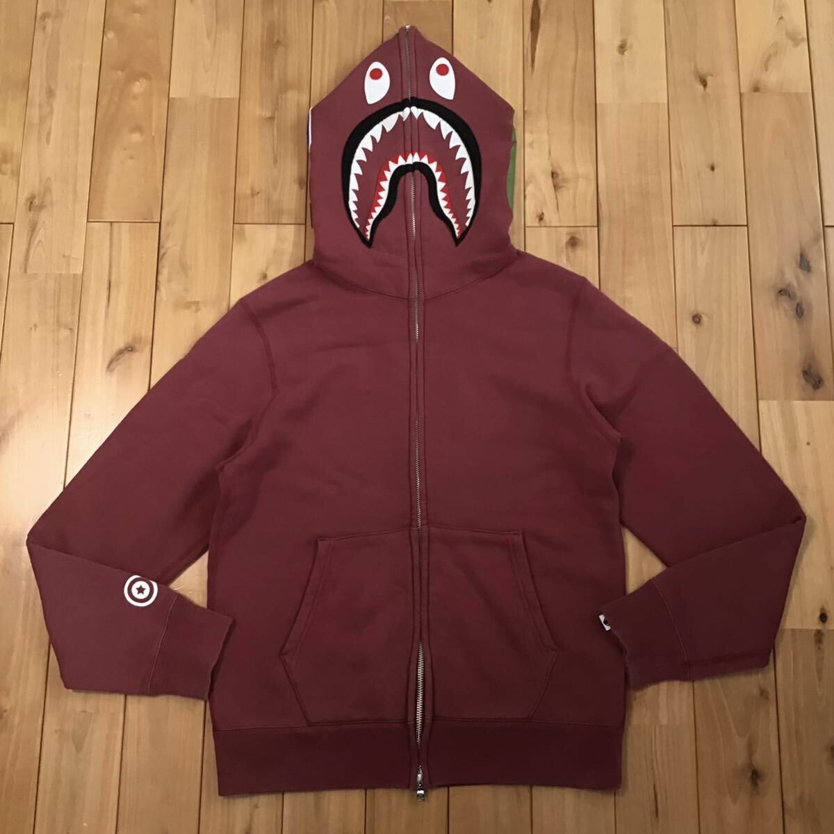image of Bape Shark Full Zip Hoodie Wine Red A Bathing Ape Wgm, Men's (Size Medium)